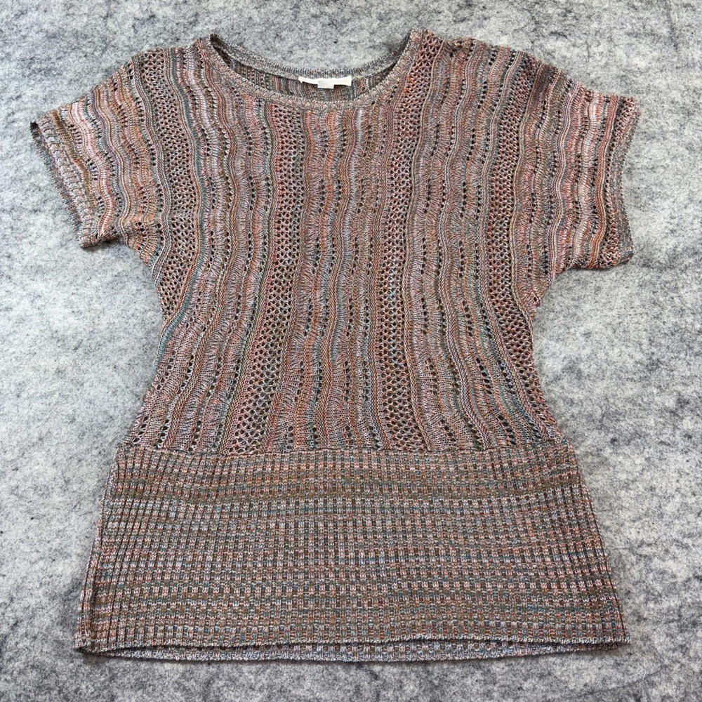 A Knitch Above Crochet Mesh Top Women's XL Multicolor Festival Boho Y2K Retro